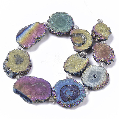 Electroplated Natural Quartz Beads Strands G-R461-04C-1