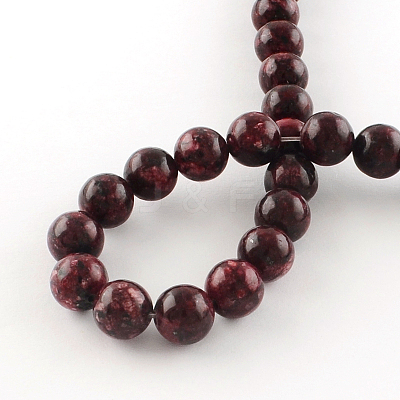 Dyed Natural Sesame Jasper Round Beads Strands G-R342-6mm-11-1