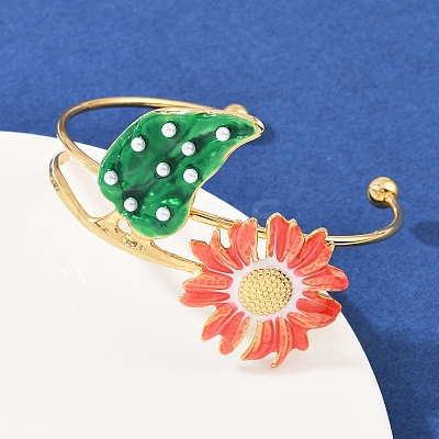 304 Stainless Steel Enamel Cuff Bangles for Women LS-BJEW-A049-02B-G-1