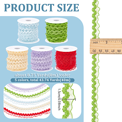 40M 5 Colors Nylon Lace Elastic Webbing OCOR-BC0009-14-1