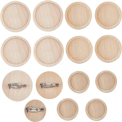 15Pcs 3 Size Stainless Steel Brooch Cabochon Bezel Settings FIND-OC0001-79-1
