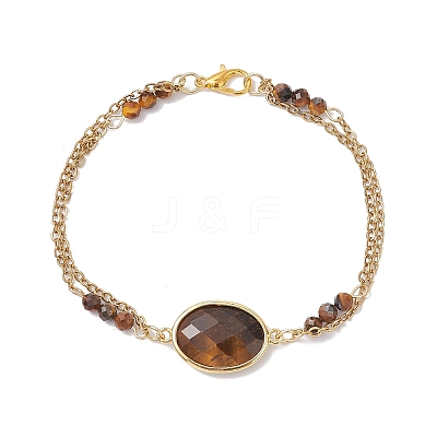 Natural Tiger Eye & Non-magnetic Synthetic Hematite Beads Multi-strand Bracelets BJEW-JB12122-02-1