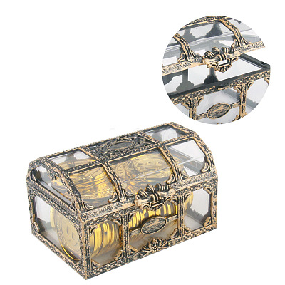 Rectangle Plastic Transparent Antique Pirate Treasure Boxes PW-WG47828-01-1