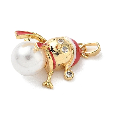 Christmas Brass Micro Pave Cubic Zirconia Enamel Pendants LS-KK-K305-10B-G-1