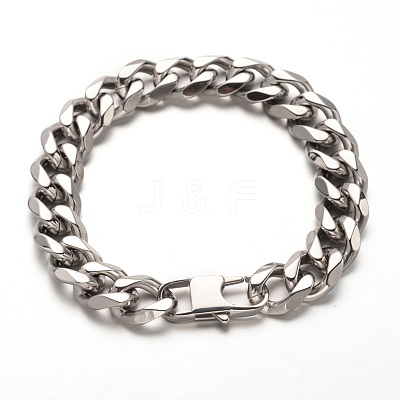 Tarnish Resistant 201 Stainless Steel Curb Chains Bracelets BJEW-L499-04P-1