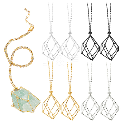 4Pcs 4 Colors 304 Stainless Steel Macrame Pouch Necklace Making NJEW-PH01541-1