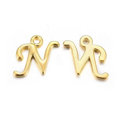 Golden Plated Alloy Letter Pendants PALLOY-J718-01G-N-1