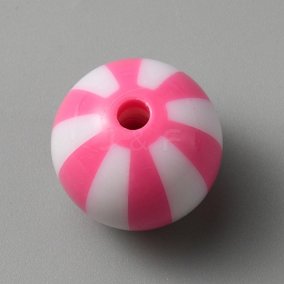 Opaque Acrylic Striped Beads SACR-WH0009-10D-1