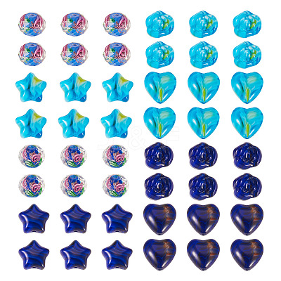 80Pcs 8 Styles Millefiori Glass Beads Strands GLAA-TA0003-43B-1