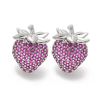 Brass Micro Pave Cubic Zirconia Stud Earrings EJEW-Q015-13P-01-1