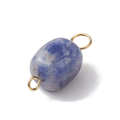 Natural Mixed Gemstone Cuboid Connector Charms PALLOY-JF02788-01-1