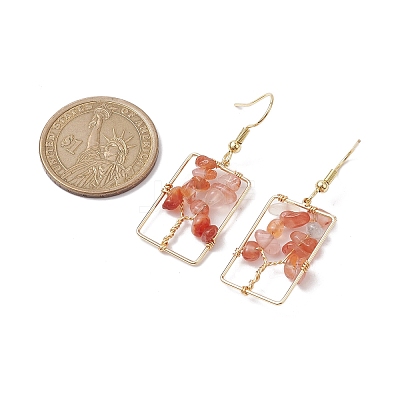 Dyed Natural Mixed Gemstone Chips Tree Dangle Earrings EJEW-JE05734-1