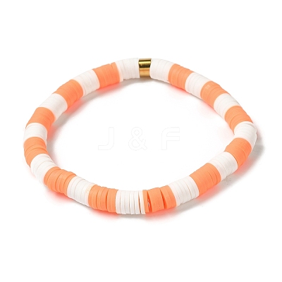 Polymer Clay Heishi Surfer Stretch Bracelet with 304 Stainless Steel Beaded BJEW-SW00110-06-1