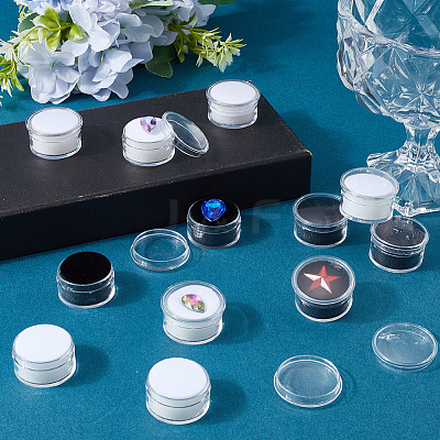 20Pcs 2 Colors Round Jewelry Clear Plastic Loose Diamond Storage Box CON-GF0001-15B-1