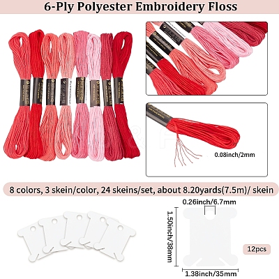 24 Skeins 3Bags 6-Ply Polyester Embroidery Floss OCOR-CY0003-43B-1
