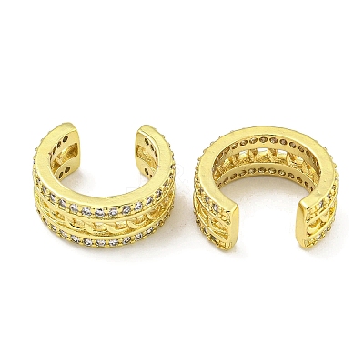 Brass Micro Pave Clear Cubic Zirconia Cuff Earrings EJEW-C104-078G-1