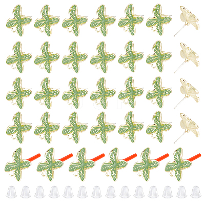 20Pcs Alloy Enamel Leaf Stud Earring Finding ENAM-UN0001-02-1