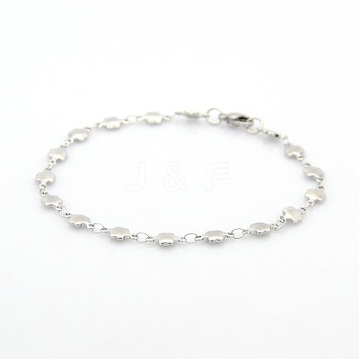 Tarnish Resistant Casual Style 304 Stainless Steel Flower Link Chain Bracelets STAS-O036-04P-1
