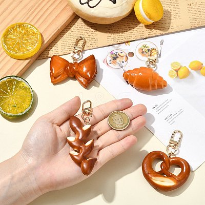 1 Set 4Pcs 4 Styles Simulated Alkaline Water Bread Keychains ST-CJ0028-10-1