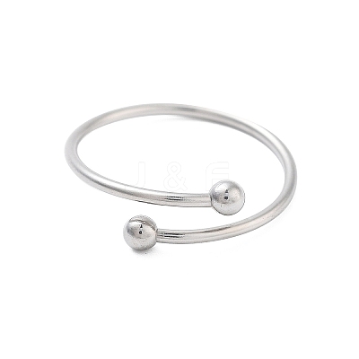 304 Stainless Steel Round Wrap Open Cuff Rings for Women Men RJEW-Z071-01P-1