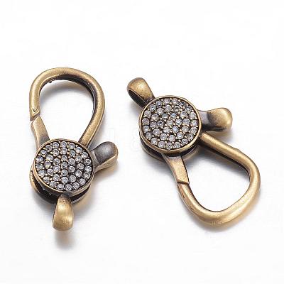 Brass Micro Pave Cubic Zirconia Lobster Claw Clasps KK-P051-02AB-1