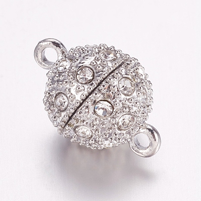 Alloy Rhinestone Magnetic Clasps with Loops X-BSAHH050-1
