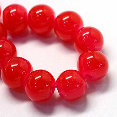 Baking Paint Imitation Jade Glass Round Bead Strands DGLA-Q021-6mm-05-1