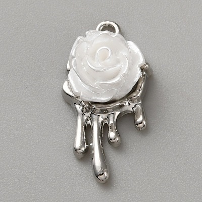 White Series Love Bow Alloy Acrylic Pendant PALLOY-WH0115-01P-06-1