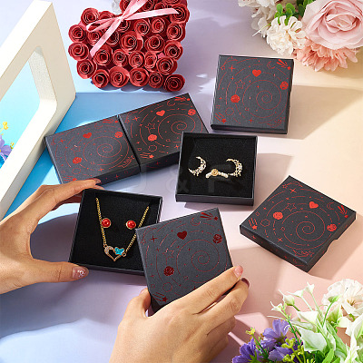 5Pcs Hot Stamping Planet Cardboard Jewelry Packaging Boxes CON-TA0001-44D-1