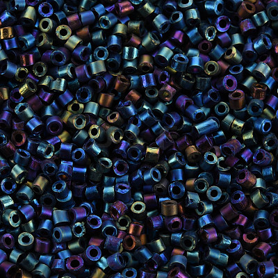 Frosted Plated Glass Cylinder Beads SEED-S047-F-001-1