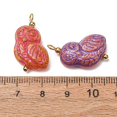 Baking Paint & Golden Metal Enlaced Glass Pendants GL-CBA010C-02G-1