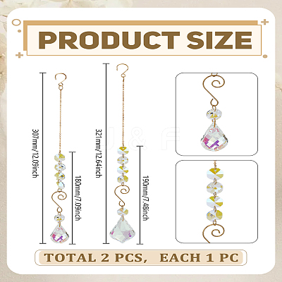 2Pcs Glass Sunshine Catcher HJEW-LP00071-1