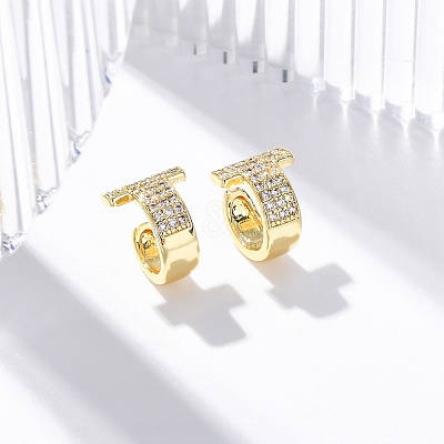 Rack Plating Brass Micro Pave Clear Cubic Zirconia Cuff Earrings EJEW-H147-09G-1