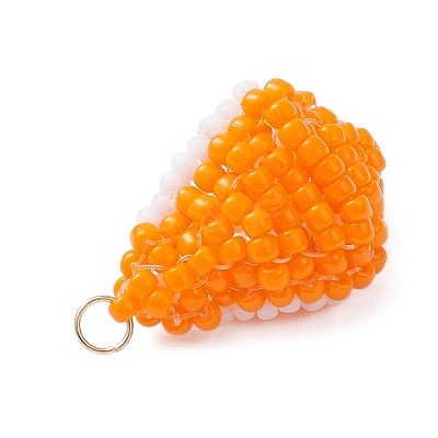 Glass Seed Beaded Fruit Pendants PALLOY-MZ00894-02-1