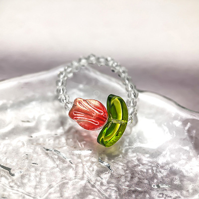 Handmade Lampwork Beaded Finger Rings WG8AEDA-01-1