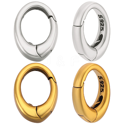 2Pcs 925 Sterling Silver Spring Gate Rings STER-BBC0006-41A-1