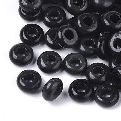 Natural Black Gemstone European Beads G-Q503-01-1
