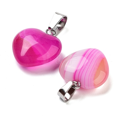 Natural Banded Agate Charms LS-HEAR-PW0001-057-31-1