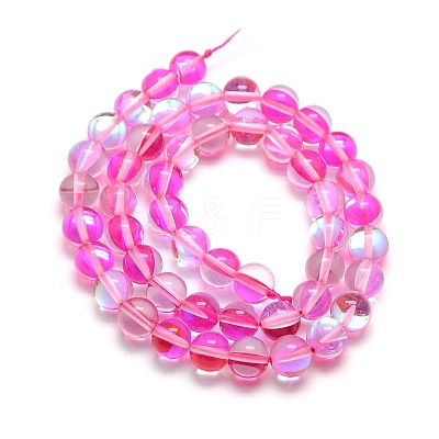 Synthetic Moonstone Beads Strands G-F143-8mm-M-1
