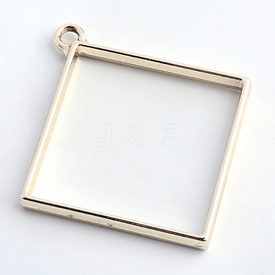 Rack Plating Alloy Rhombus Open Back Bezel Pendants LS-PALLOY-S047-22E-FF-1