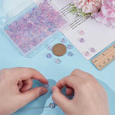 200Pcs 2 Colors Transparent Glass Beads GLAA-WR0001-16-1