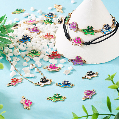 24Pcs 6 Colors Alloy Enamel Connector Charms ENAM-TA0001-58-1