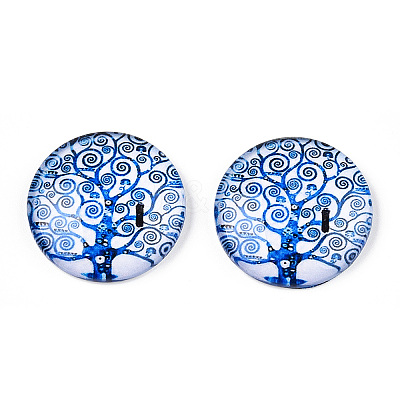 Half Round/Dome Tree Pattern Glass Flatback Cabochons for DIY Projects GGLA-Q037-25mm-M28-11-1