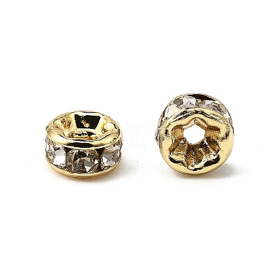 Rack Plating Brass Crystal Rhinestone Rondelle Space Beads RB-D303-G-1