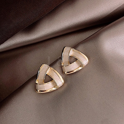 Golden Alloy Enamel Earrings for Women FS-WG85681-97-1