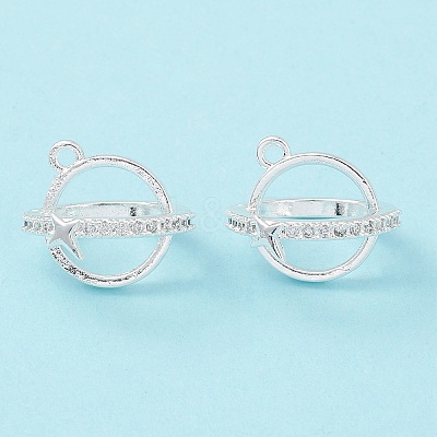 Rack Plating Brass Pave Clear Cubic Zirconia Bead Cage Pendants KK-G464-10S-1