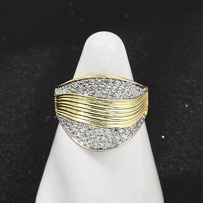 Brass Micro Pave Cubic Zirconia Open Cuff Ring for Women RJEW-F177-03GP-02-1
