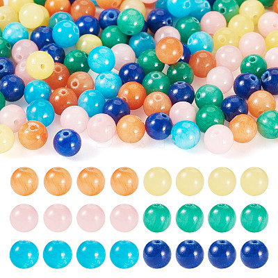 96Pcs 6 Colors Natural Mashan Jade Round Beads G-TA0002-36-1