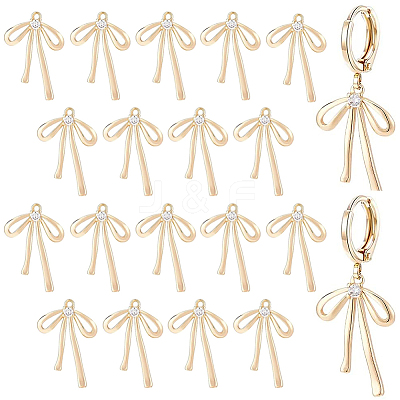 10 Pairs Brass Micro Pave Clear Cubic Zirconia Pendants KK-BC0015-29-1