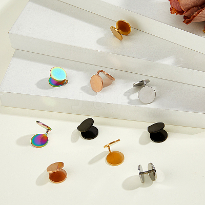 10Pcs 5 Colors 304 Stainless Steel Cuff Earrings EJEW-HS0001-09-1